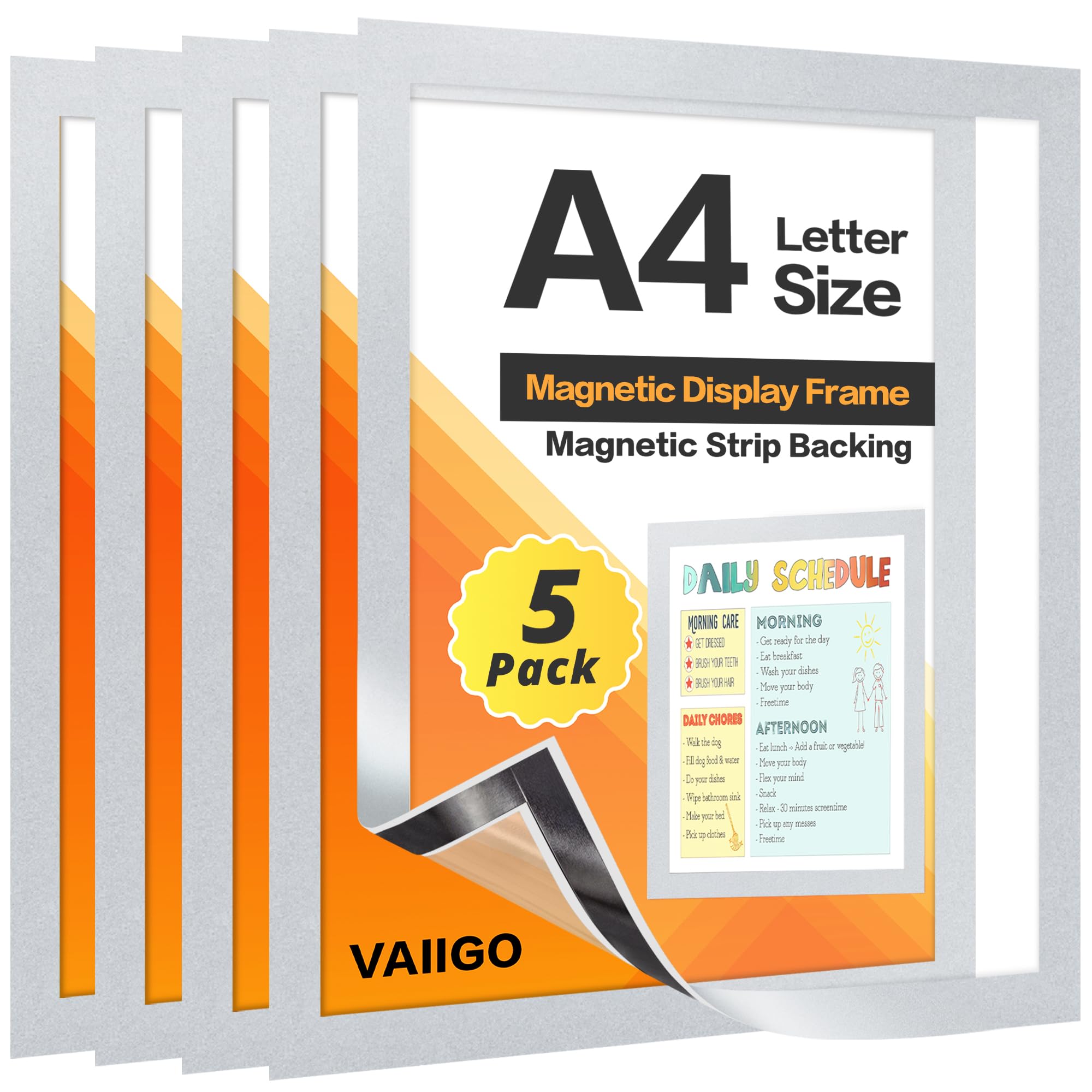 VAIIGO A4 Magnetic Display Frame for Fridge 5Pack Magnetic Sign Holder