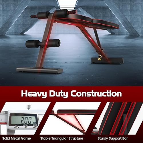 Miniatura 4 de GYMAX Banco de pesas, prensa de banco ajustable con 8 posiciones de respaldo y posiciones de 3 pies, cojines acolchados para respaldo y asiento,