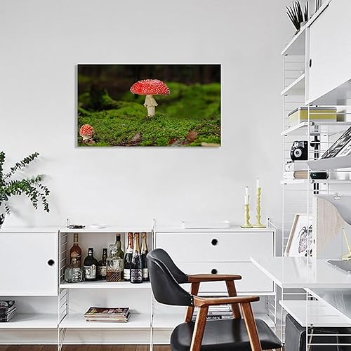 Miniatura 3 de Lienzo de paisaje para pared, pintura de plantas hongo rojo, ilustraciones modernas, naturaleza, paisaje, impresión en lienzo, impresión giclée para