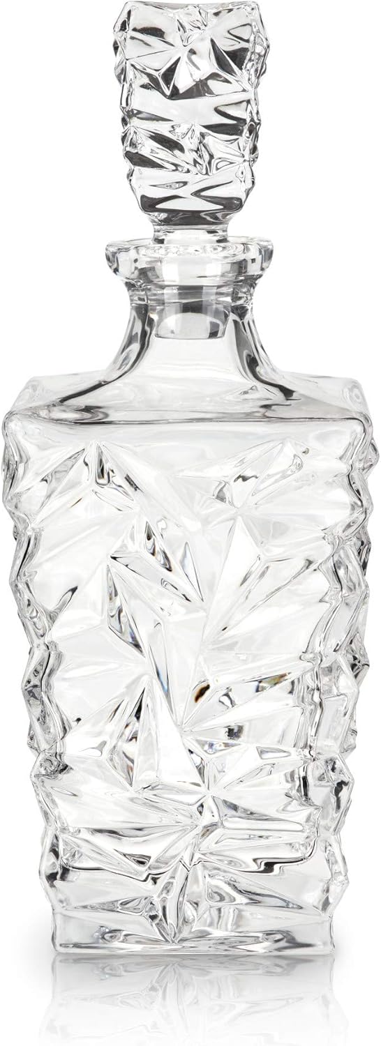 Viski Prism Whiskey Decanter with Stopper, Crystal Liquor Decanter for Bourbon, Scotch, Vodka, Spirits, Wedding Gifts, Man Cave Essentials, Elegant Home Bar Accessories, 29 oz (850 ml)