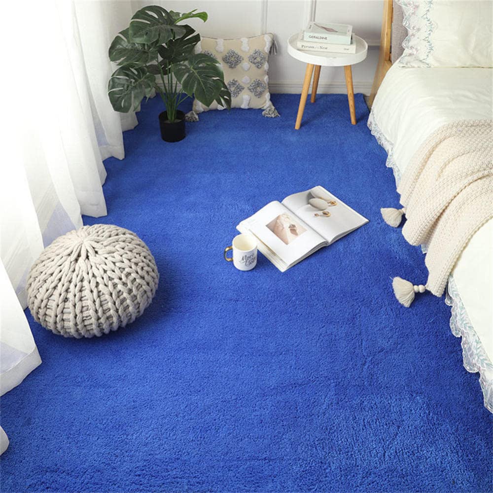 Tapis de salon moderne bleu LUNEZY moelleux et doux pour chambre