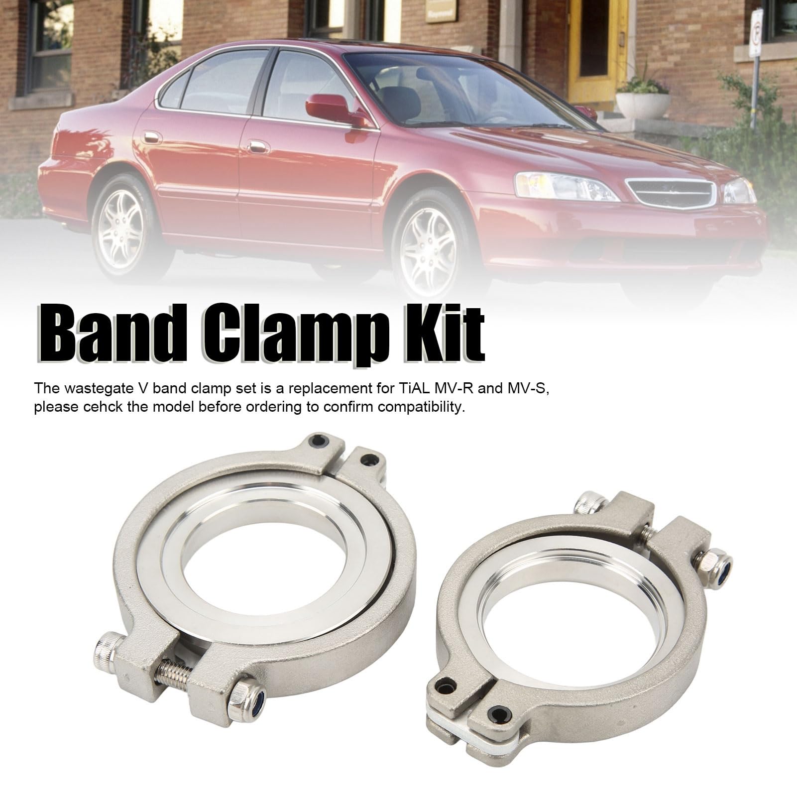 Set di Morsetti a Banda V 44 Mm, KIMISS Morsetti di Scarico in Acciaio Inossidabile Kit di Riparazione della Flangia di Ingresso Kit di Morsetti a Flangia a Banda V Argento