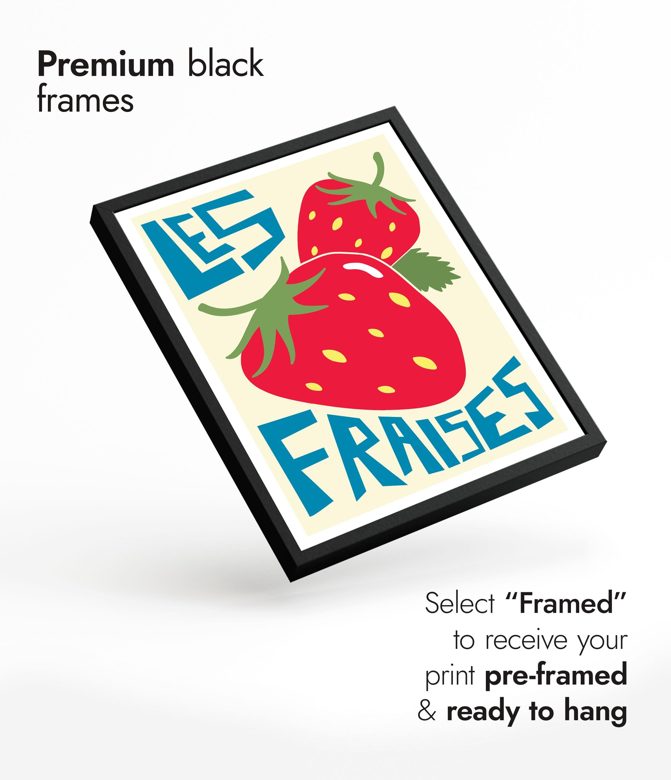 Animato Strawberries Print, Graphic Fruit Poster, Colourful Framed Wall Art, Kitchen Decor, Foodie Gift Idea, Archival Matte - Image 4