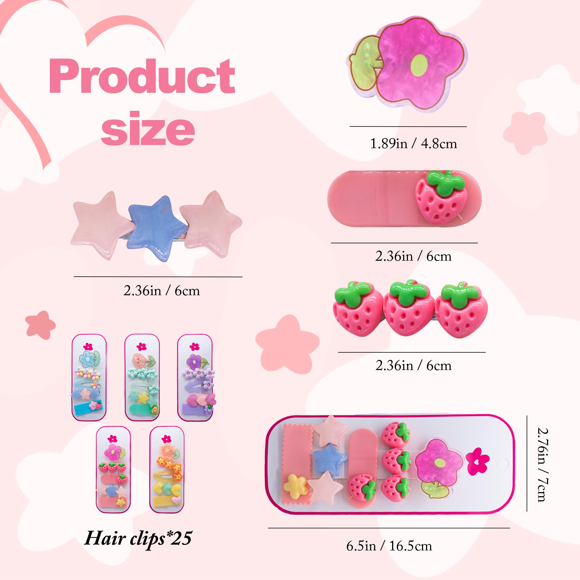 MAITIANISK 25PCS Hair Accessories for Girls Little Girl Hair Clips Barrettes for Baby Toddler Teens Women Kids Cute Candy Colorful Flower Gift for 4-12 Ages (Hair Clips for Girls)