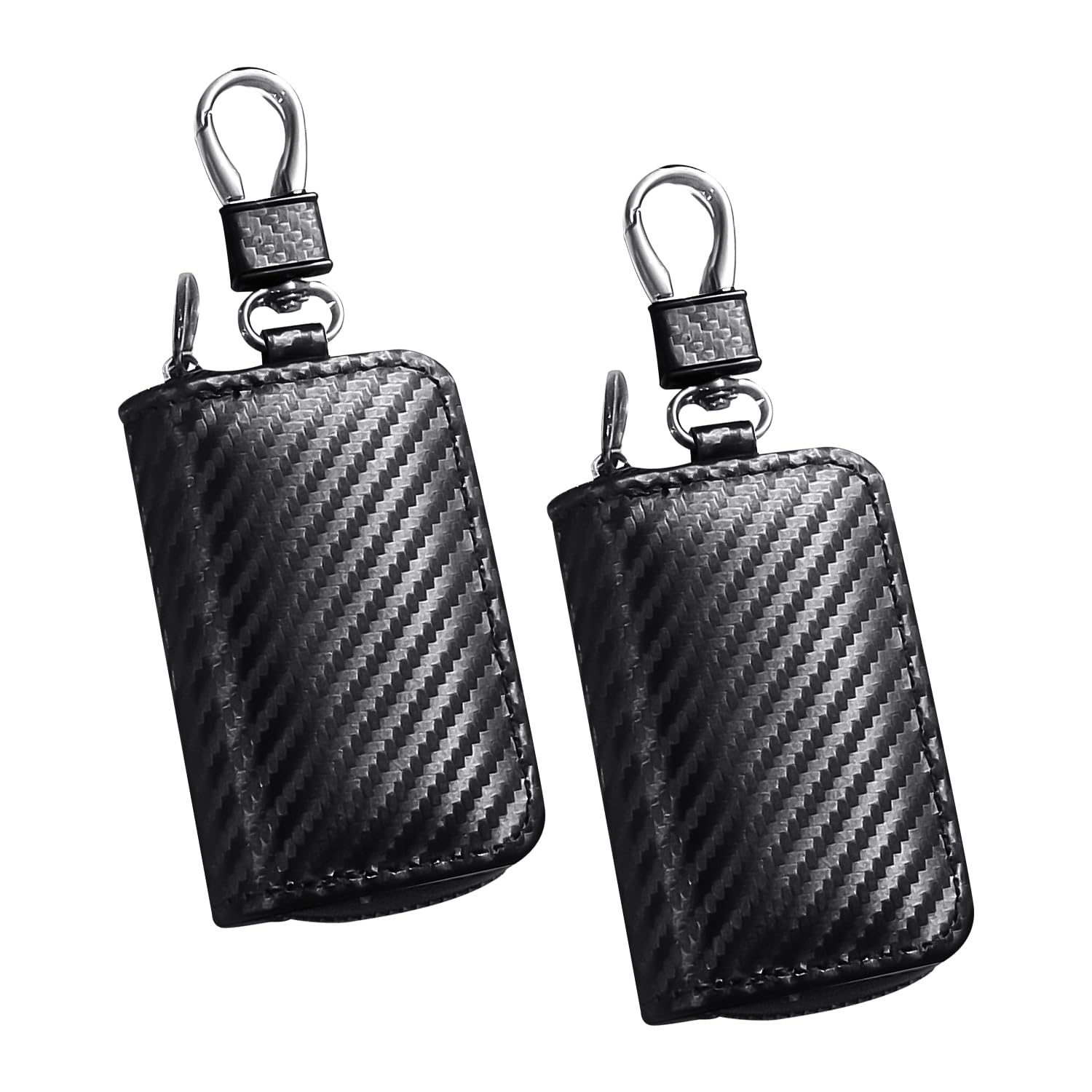 Portachiavi In Pelle Con Tasca Portachiavi Estraibile - Portafoglio Portaoggetti Compatto Nero (12x7x1,8 Cm + 11,2x8 Cm)