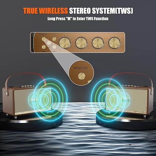 Miniatura 4 de RHM Máquina de karaoke S8, compatible con 3 micrófonos y ajuste de bajosagudosecoalto, 6 modos de música, tiempo de reproducción de 8 horas,