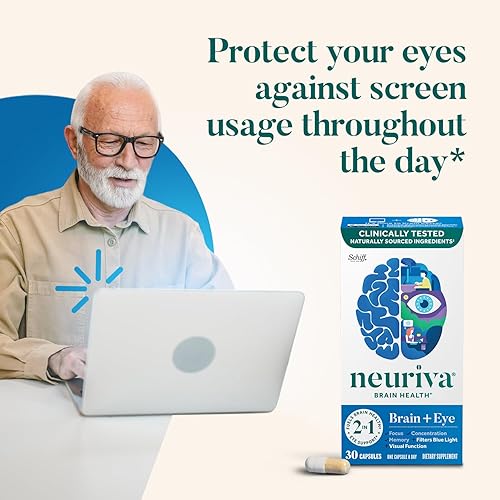 Miniatura 5 de NEURIVA Suplemento cerebral  ocular para memoria enfoque y concentración con luteína y vitaminas A C E y zinc para la salud ocular y zeaxantina para