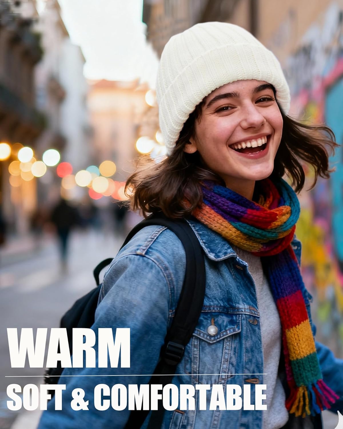 Fleece Lined Wool Beanie Hat for Women Men,Soft Womens Winter Hats Chunky Warm Wool Beanies Hats Snow Ski Skull Cap - Image 5