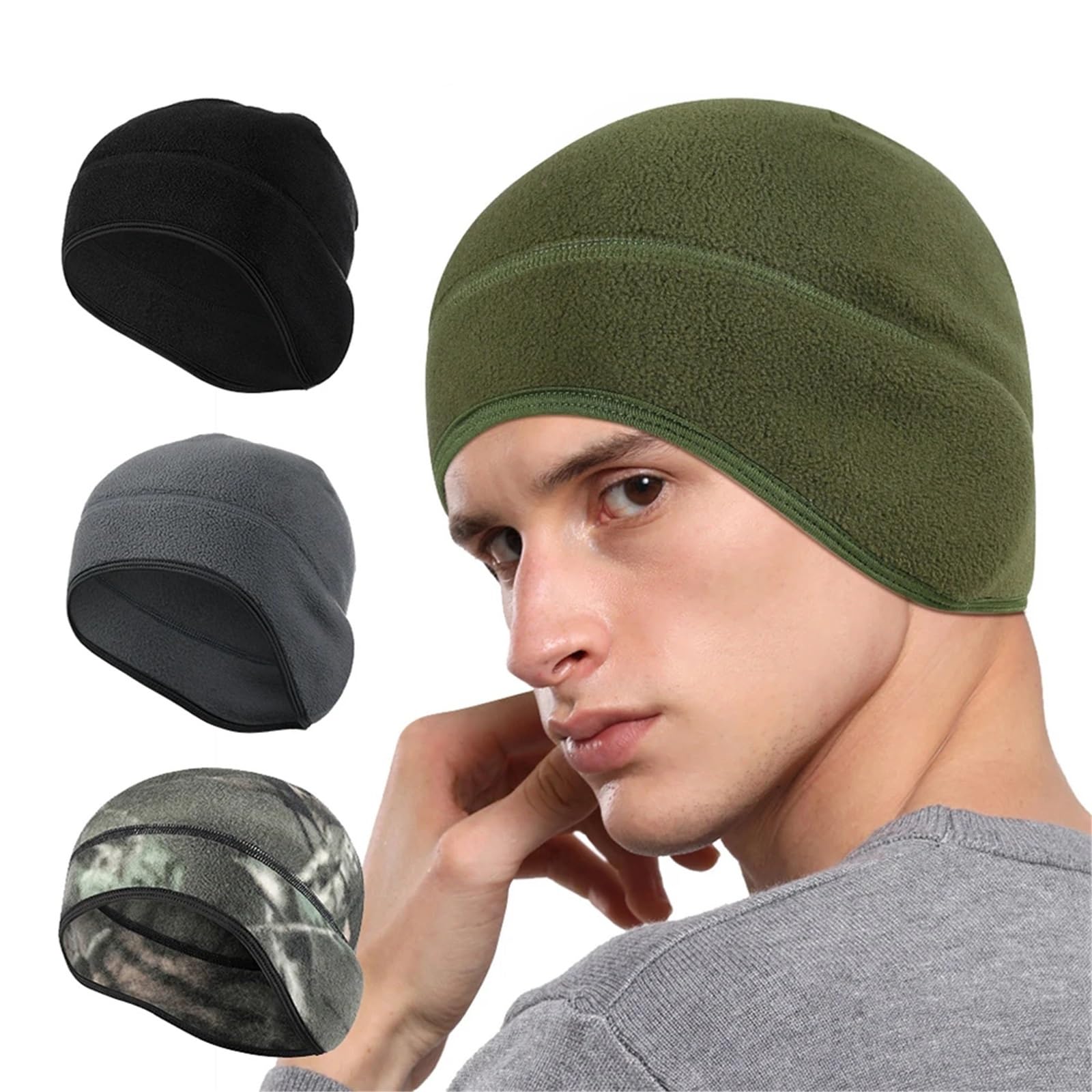 2 pezzi cappelli invernali berretti da corsa termici copertura scaldino for le orecchie sport sci snowboard escursionismo ciclismo berretto morbido antivento uomo donna per Ciclismo(Green)