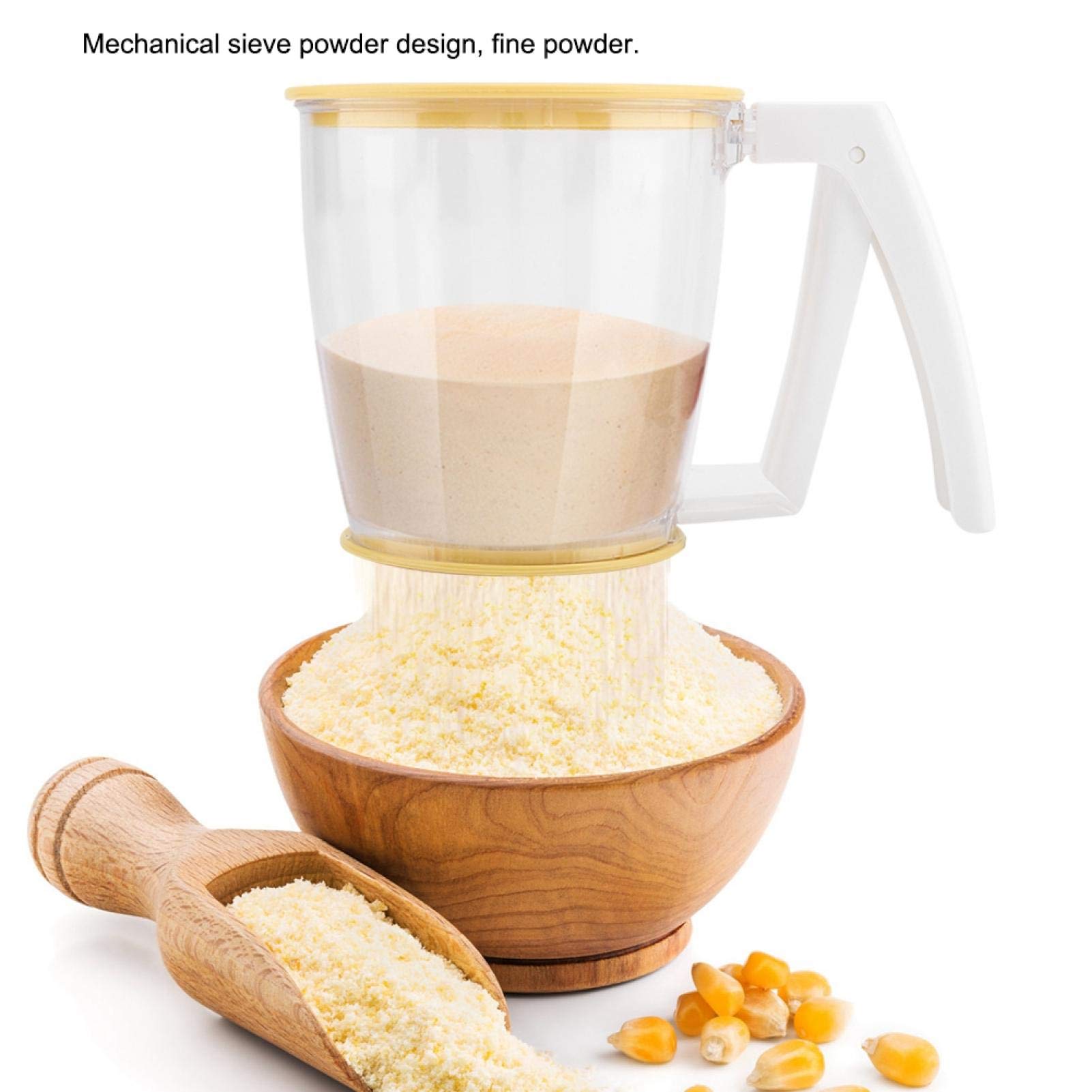 Hand Held Flour Sifter Plastic Squeeze Flour Sifters with Lid Kitchen Sugar Powder Flour Fine Mesh Strainer for Baking Frying(BPA Free)