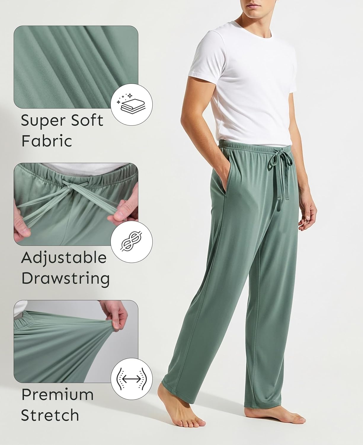 Andrew Scott Men's Executive Soft Stretch Lounge Sleep Pants | Drawstring & Pockets Bottoms | Multi Packs - Image 4