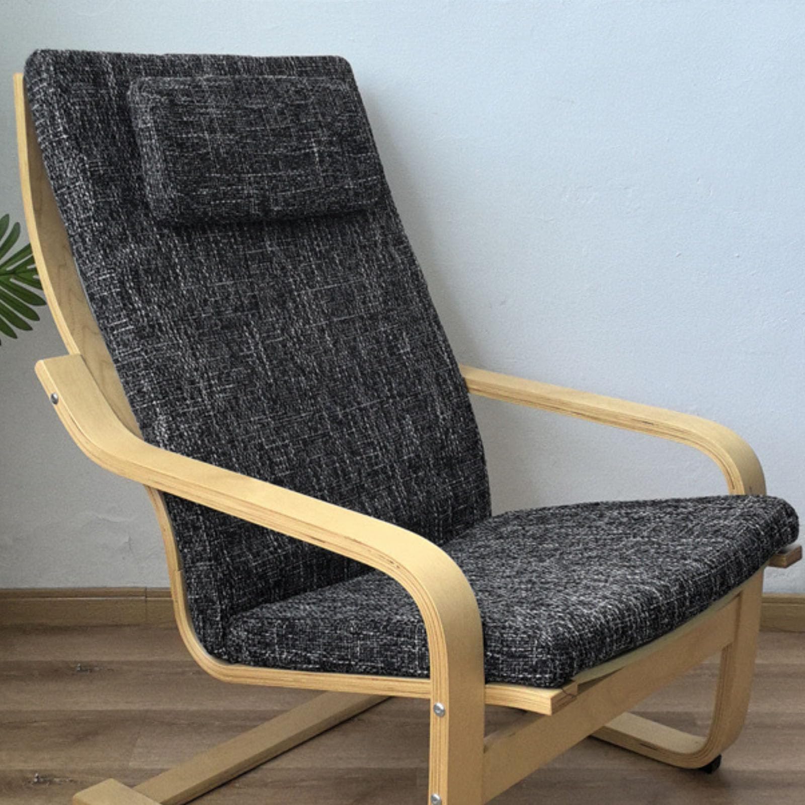 Coussin De Remplacement pour Chaise Poang, Housse De Fauteuil Multicolore, Coussin De Chaise De Salon Durable Poang, Housse De Chaise Lavable Et Amovible,Noir