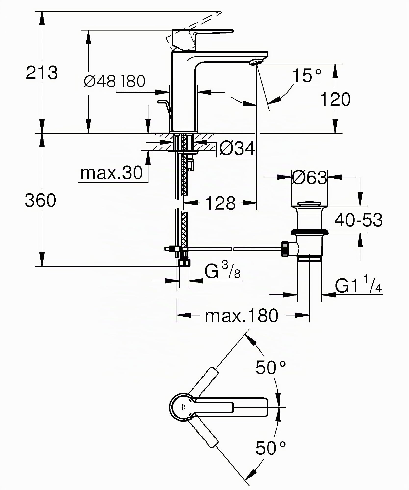 GROHE Miscelatore Monocomando per Lavabo, Cromo, S 32114001