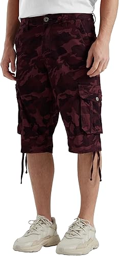 BEST SOUTH Men's Long Cargo Shorts Casual Below Knee 13 Inches Capri Shorts Rela