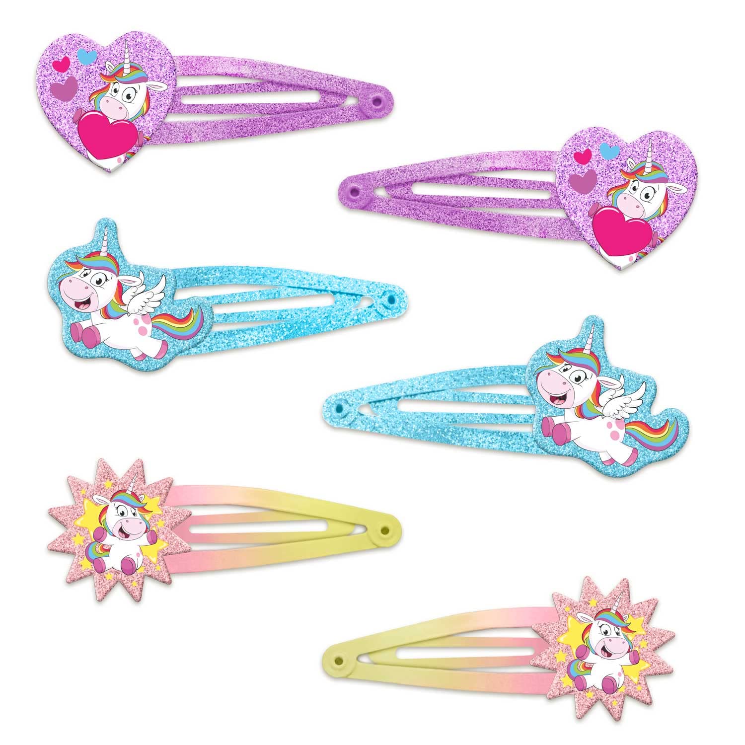 CRAZE Akcesoria Unicorn Hair Clips zestaw 6 spinek do włosów biżuteria dla dziewcząt ze słodkimi motywami jednorożca 36563