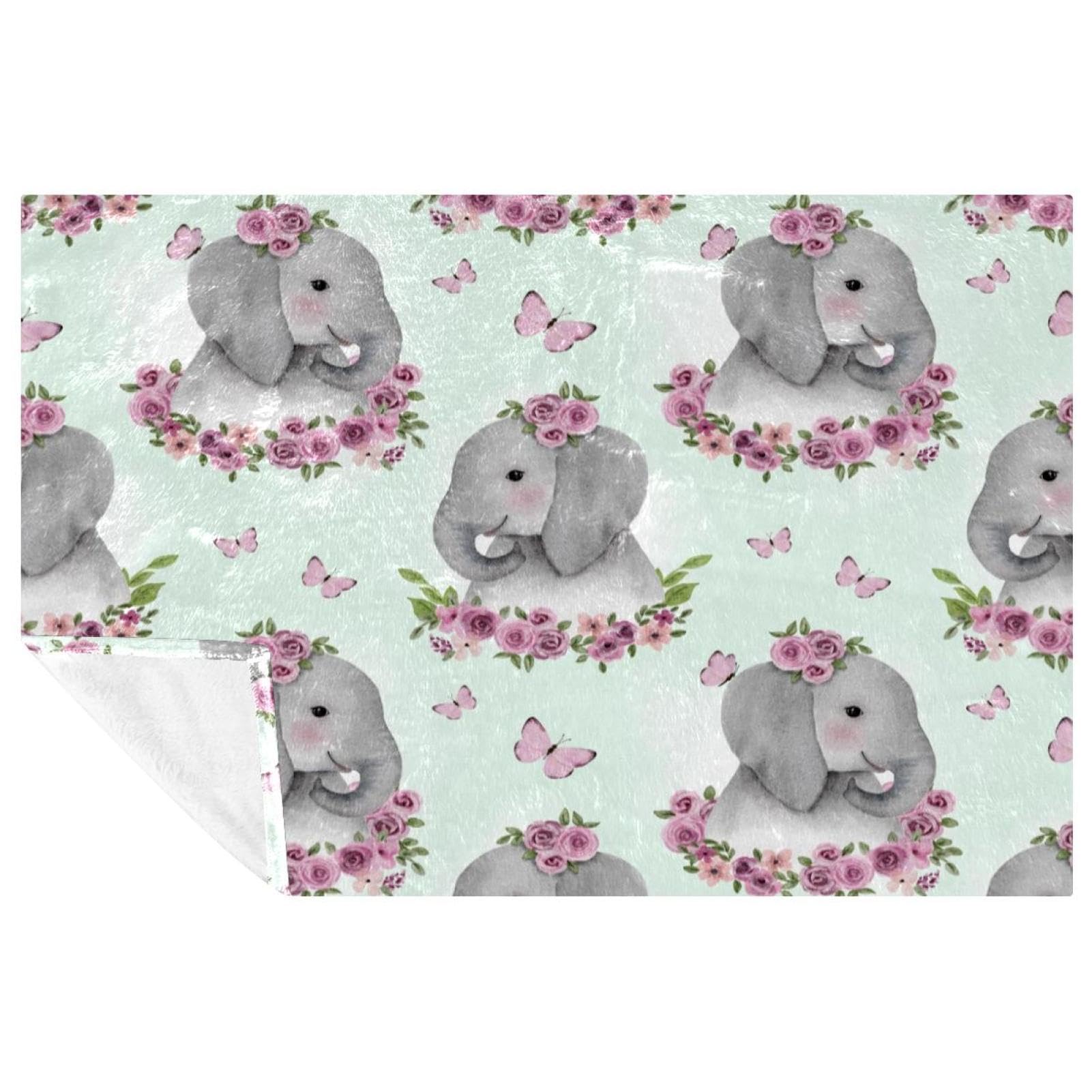 Plaid éléphant mignon et roses roses pour réchauffer vos soirées d'hiver