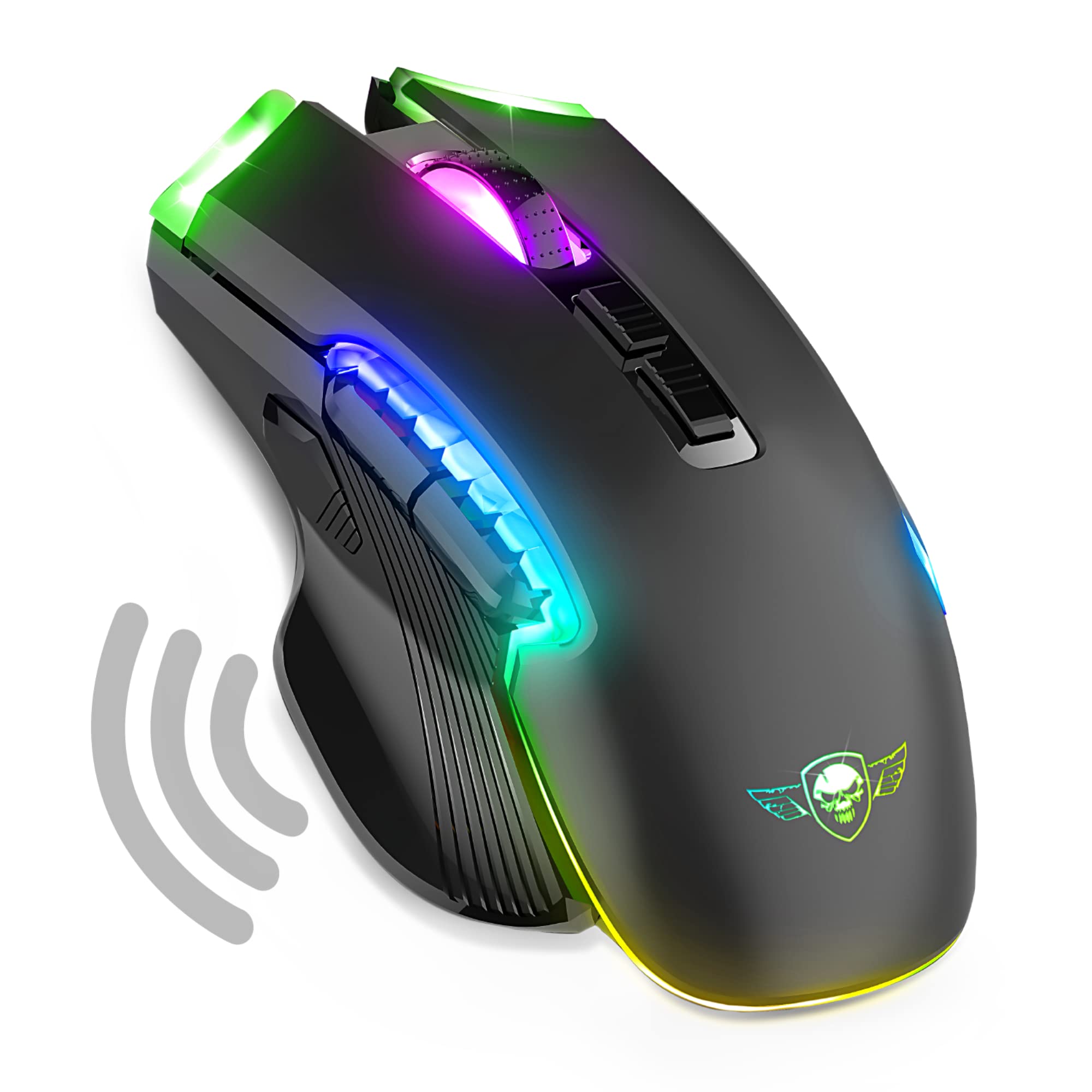 SPIRIT OF GAMER - Wireless Gaming Mouse Rechargeable Elite M70 - 8 Programmable Buttons - Customisable RGB backlighting - Ergonomic Gaming Mouse with Thumb Rest - Optical Sensor 4800 DPI