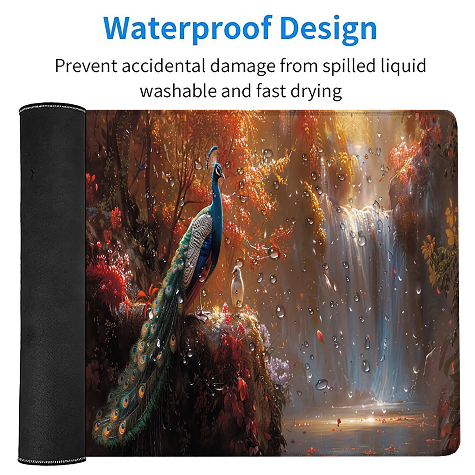 Azul Alfombrilla Ratón XXL 1600x800x3mm, Pavo Real Mouse Pad 7-1278 | Alfombrilla Ratón Gaming Mejora la Precisión y la Velocidad, Alfombrilla Escritorio para Jugadores de PC, Oficina