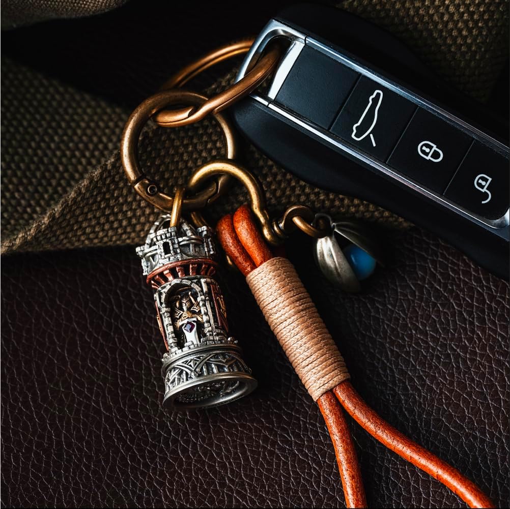COPPERTIST.WU Turning Keep Pendant for Necklace, Medieval Fortress Knight Jewelry for Men Women,Brass&Copper&White Bronze