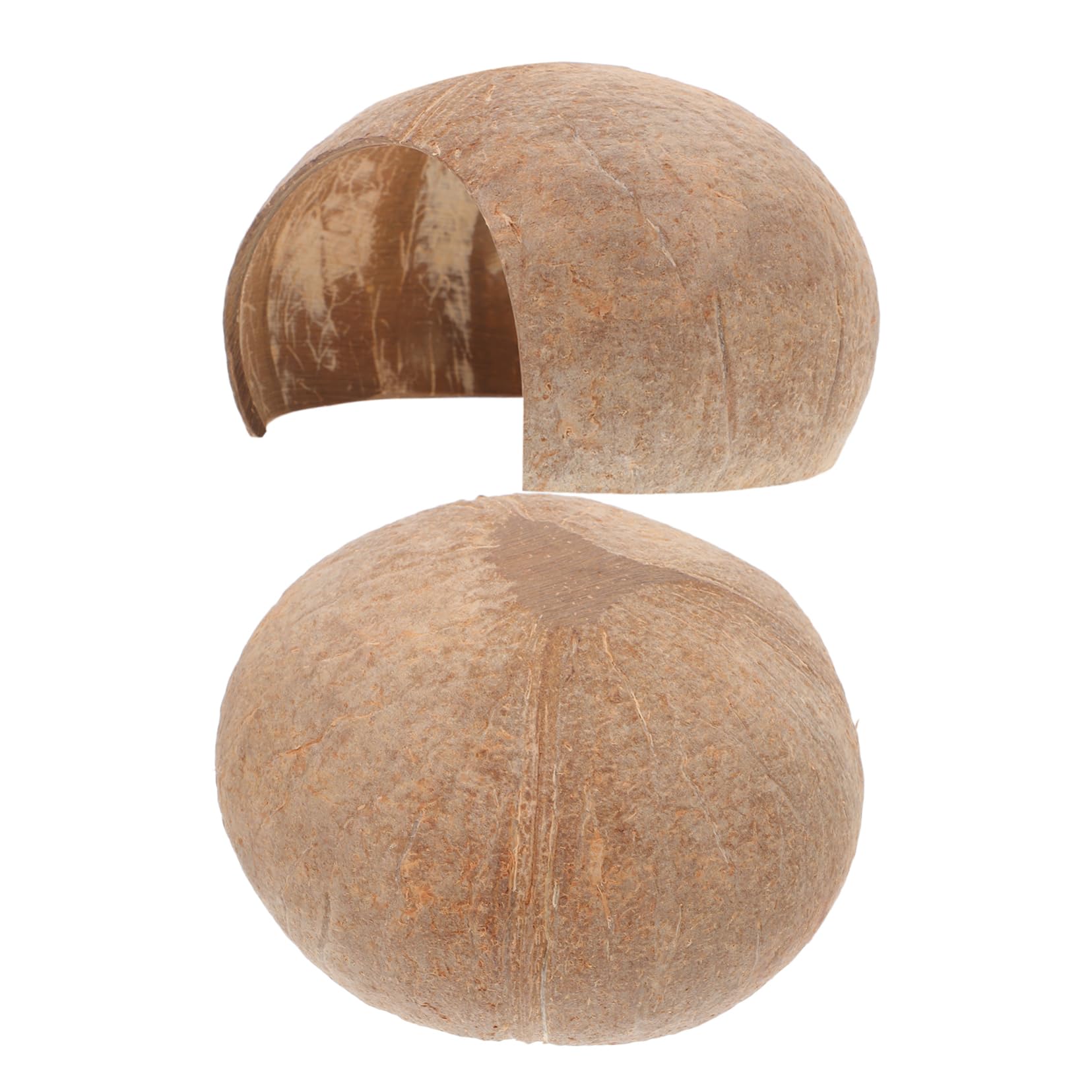HEMOTON 2Pcs Coconut Shell Aquarium Hideout for Fish Breeding Turtle Rest Hut Reptile Shelter Cave Decorative Tank Accessory Safe Spawning Space for Crabs and Snails