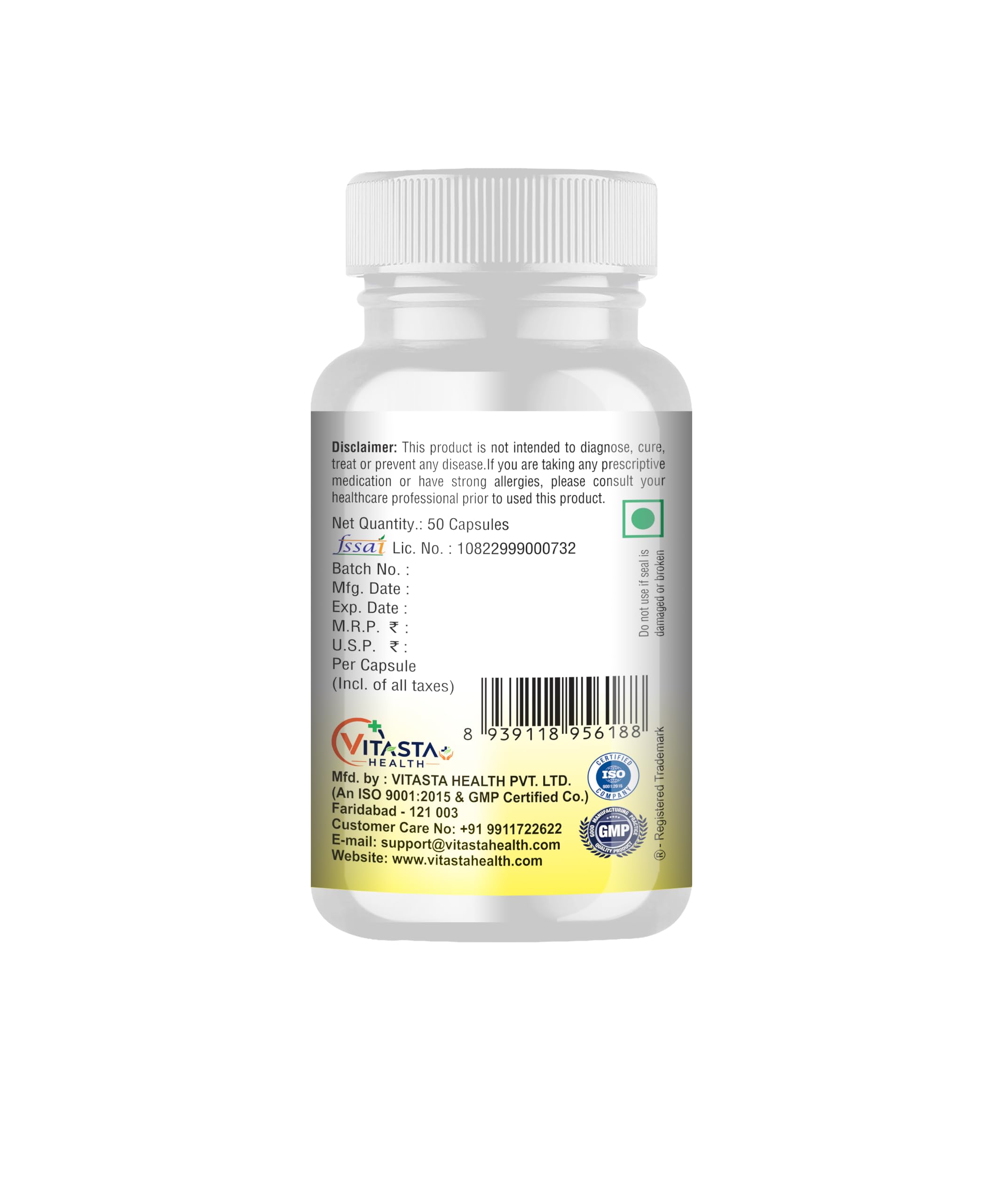 Dr Vitasta Joint Support Formula Capsules | Turmeric, Glucosamine, Chondroitin, MSM | Joint Pain Relief | 50 Capsules — Amazon image 8