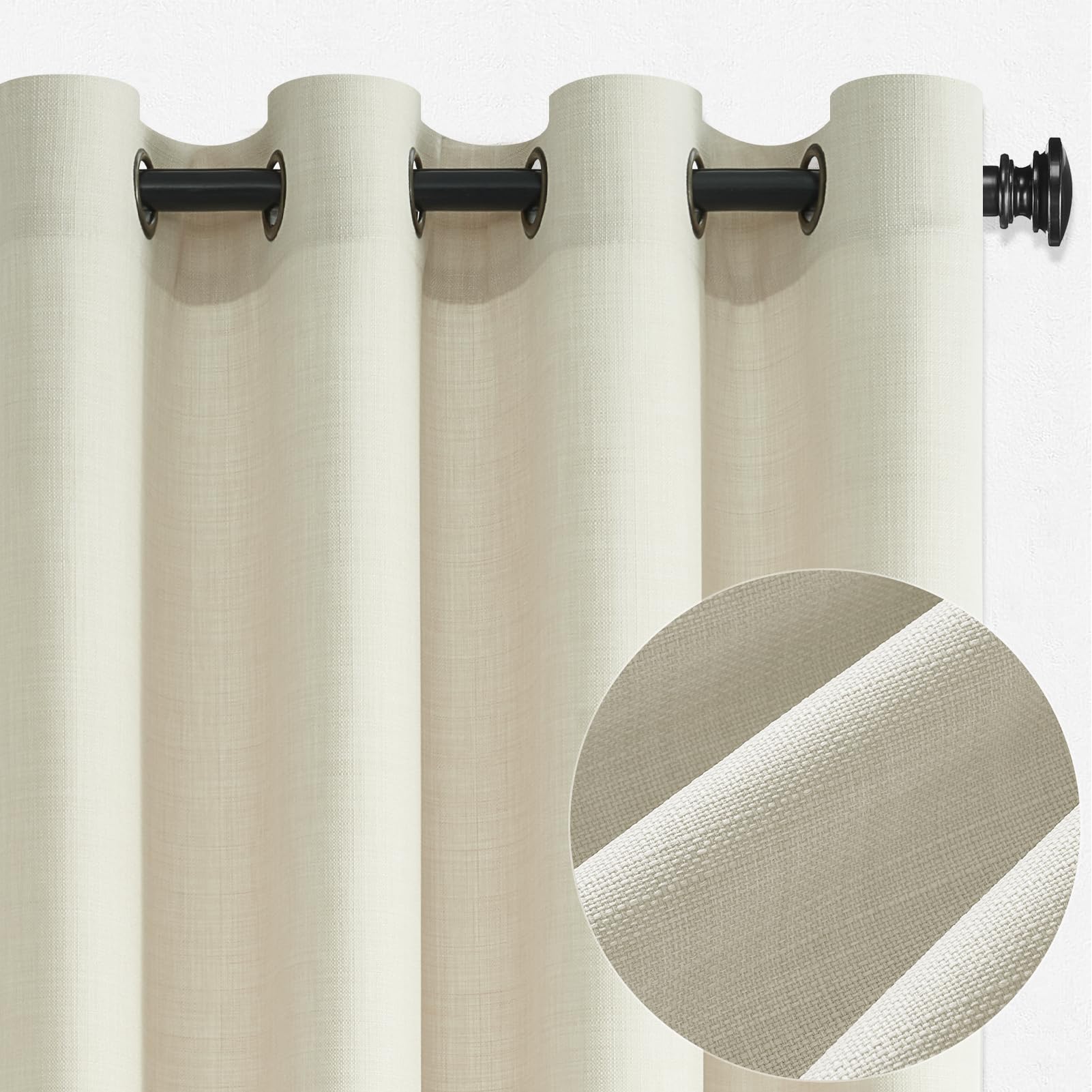 CUTEWIND Rideaux Salon Moderne Rideau Voilage Lin Naturel Semi-Transparent Beige à Oeillets 300x240 cm, Rideaux Voilages Intérieurs pour Chambre Baie Vitrée Bureau Porte Fenetre, 1 Pièce