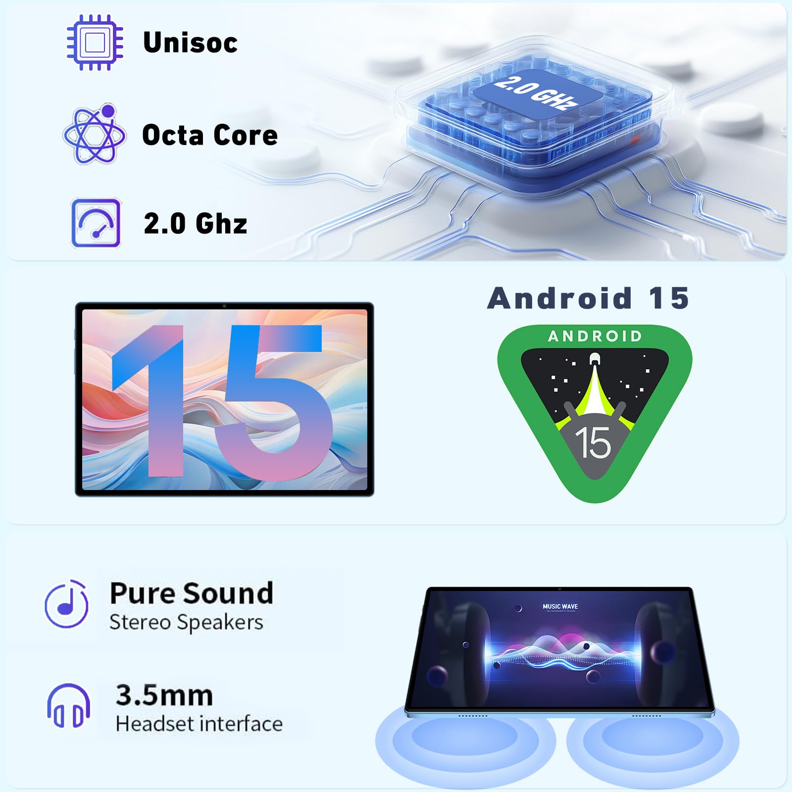 2026 Tablet Android 15 Gemini AI, 30GB RAM+128GB ROM/2TB Tablet 10 Pollici, 8000mAh, 5G WiFi, Corpo Metallico, Unisoc Octa Core/5+8MP/Widevine L1/Face ID/BT5.0/GPS Tablets con Tastiera e Mouse - Blu
