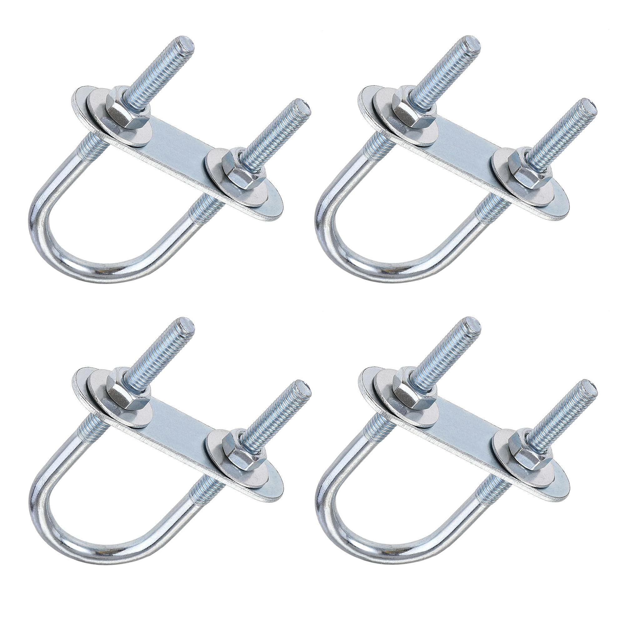 Unifizz Round U-Bolt,8 Set Zinc Plated Alloy Steel M6 U Bolts 34mm(1.34") Inner Width 75mm Length with Nuts and Frame Plate for Automobiles Boat Trailer