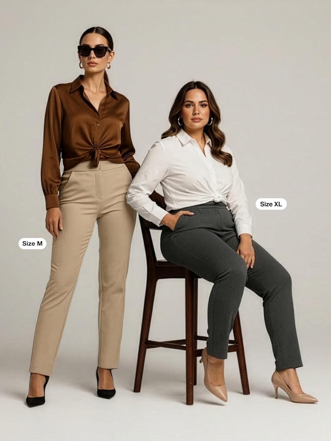 Conceited Dress Pants for Women with Pockets - Stretch Ponte Fabric - Wear to Work - Tummy Control (Available in Plus Size) - Image 4