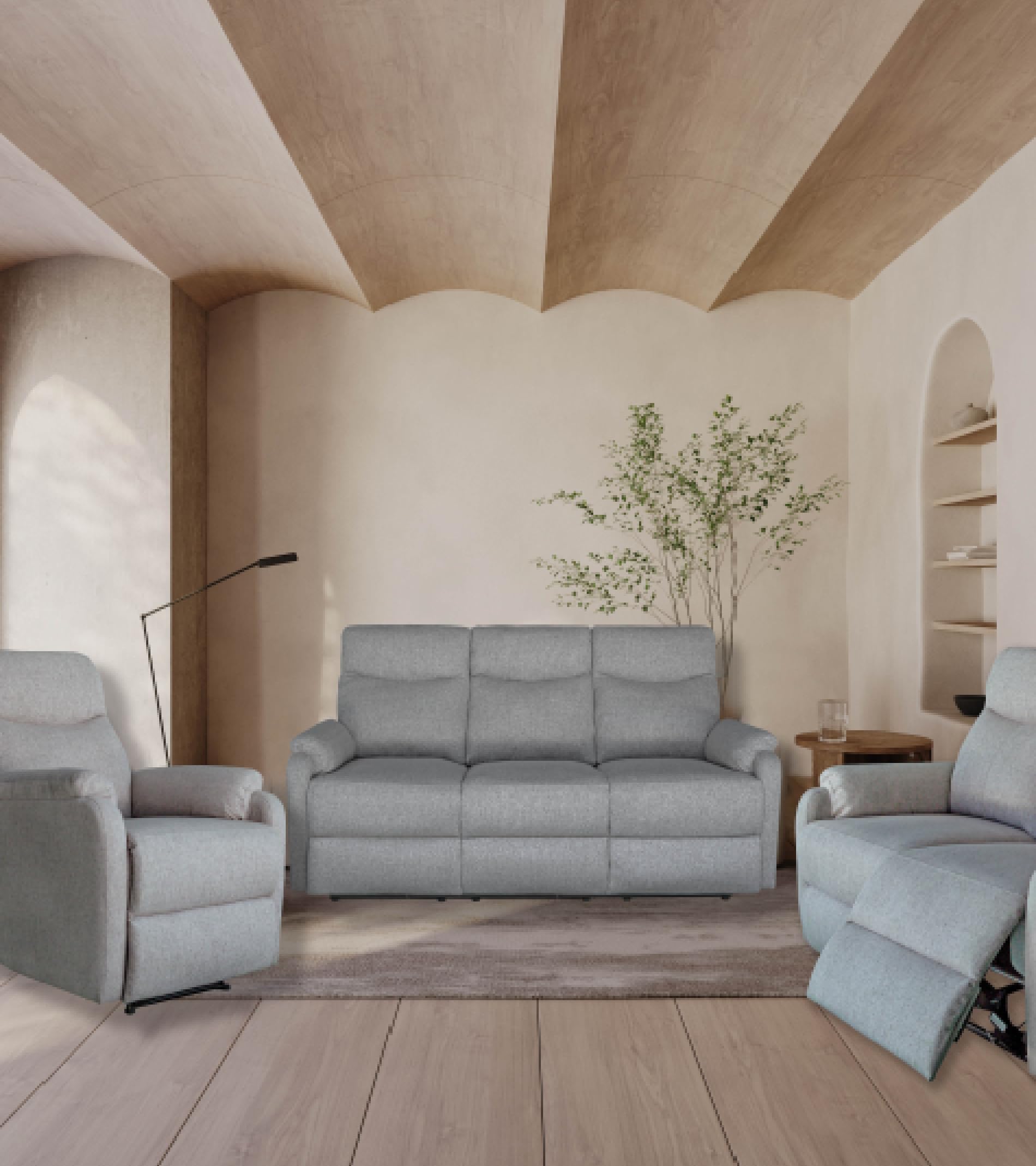 SWEET SOFA® Sillón Relax Zar - Sillón Reclinable de Palanca con Reposapiés, Sofá Individual, Compacto y Elegante, Tapizado en Tejido Gris, Medidas 73x95x101 cm, Fácil Montaje