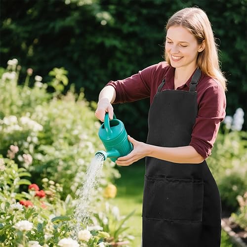 Miniatura 8 de Delantal de cocina para mujeres y hombres con bolsillos, delantales de arte de chef para cocinar, pintura, cerámica, cerámica