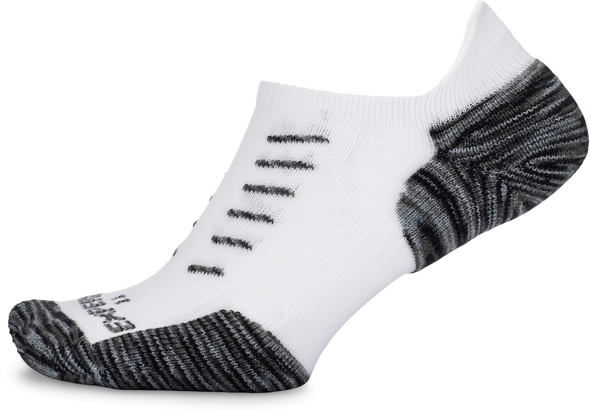 Thorlos unisex-adult Xctu Thin Cushion Running No Show Socks, White/Grey, Medium