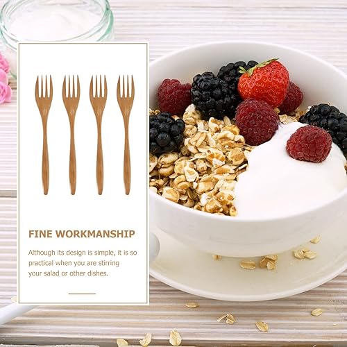 Miniatura 4 de Hemoton Tenedor de madera japonés para pastelería, tenedores para servir, tenedores de cubiertos, tenedores de madera para cocinar tortas, tenedores