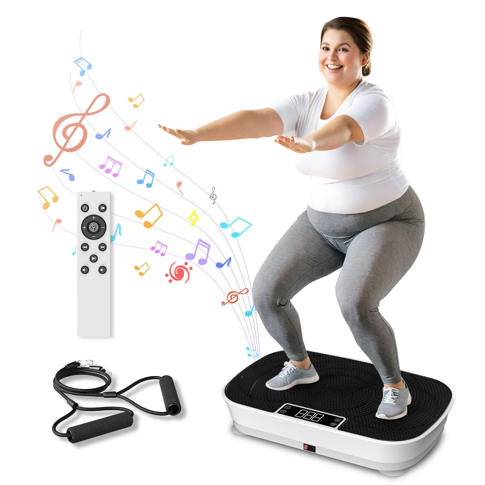 Vibration Plate Exercise Machine - Bluetooth Music & 400LBS Capacity Vibration Plate for Lymphatic Drainage & Weight Loss with 99 Speed Levels, Whole Body Vibration Plate for Home Fitness