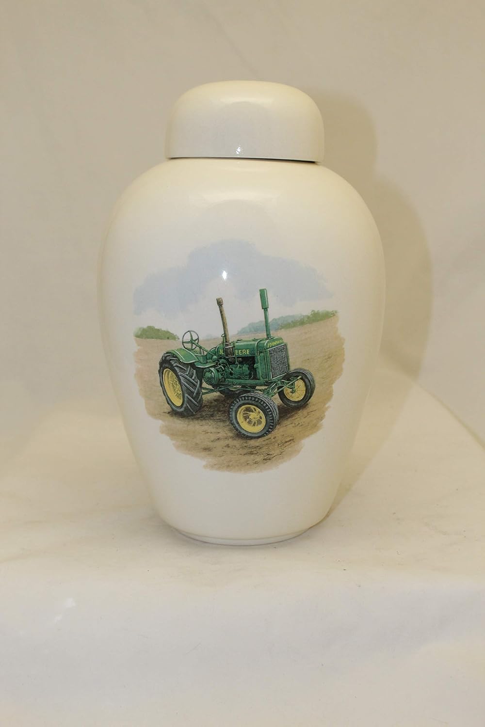 Green Tractor Urn - Cremation Urn for Human Ashes - Hand Made Pottery