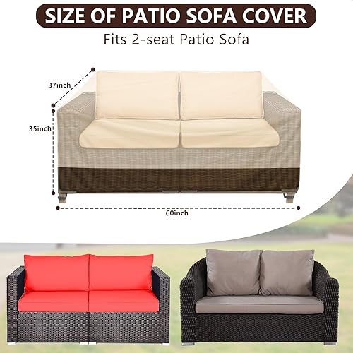 Miniatura 2 de Funda impermeable para sofá de 2 plazas, funda de sofá de patio de 2 plazas, funda de sofá biplaza resistente 600D, fundas de muebles de patio con