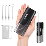 Mini Water Flosser for Travel&colon; Portable Compact Design&comma; Cordless Oral Irrigator with 4 Modes&comma; Removable Tank&comma; IPX7 Waterproof for Braces&comma; Orthodontic&comma; Sensitive Teeth On-The-Go Use&comma; Black&comma; T40