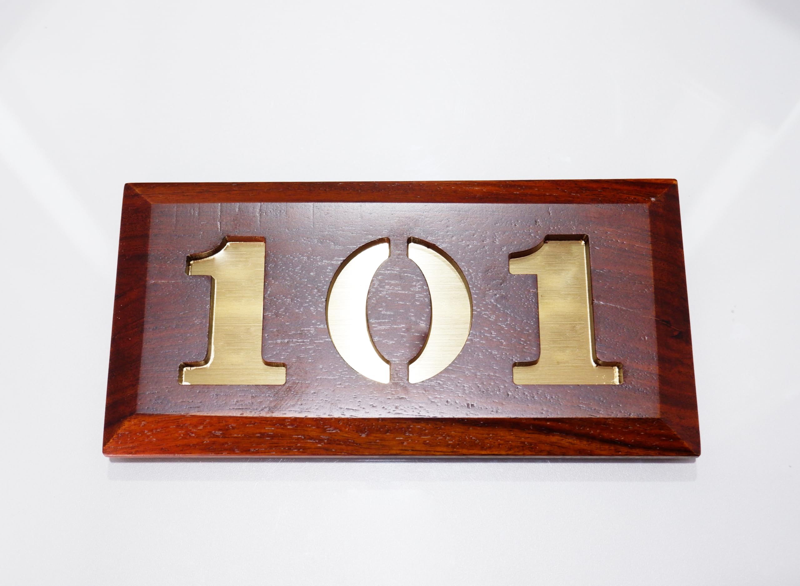 Tolas India Number Plate for House/Flats/Apartments/Office/Hotel/School, Made with Solid Wood, Vintage Brown Surface, Gold Finish (101) (B0CWPBKHBB) Amazon Price History, Amazon Price Tracker