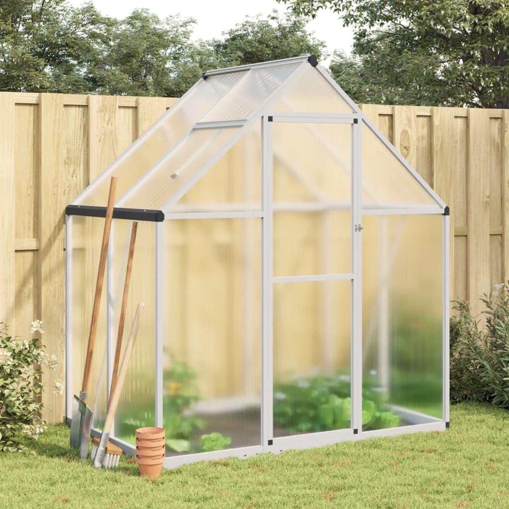Rasen & Garten Gewächshaus mit Fundamentrahmen silber 169x114x195cm Aluminium Gartenarbeit