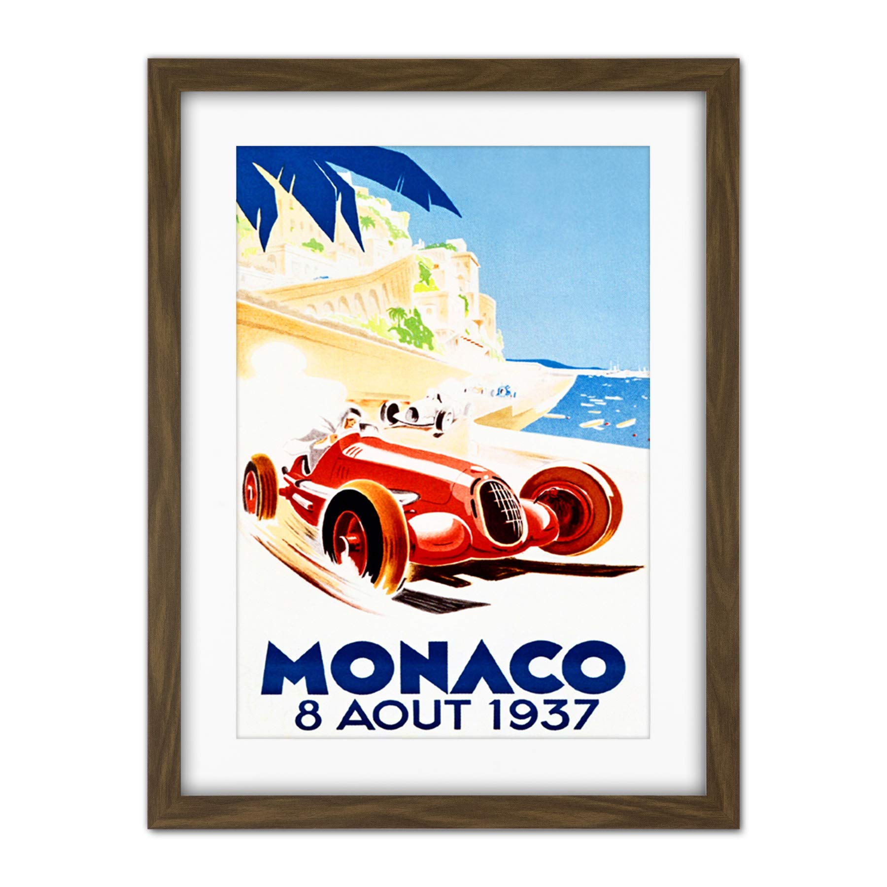 Wee Blue Coo Racing Car Monaco 1937 Grand Prix Artwork Framed Wall Art Print 18X24 Inch