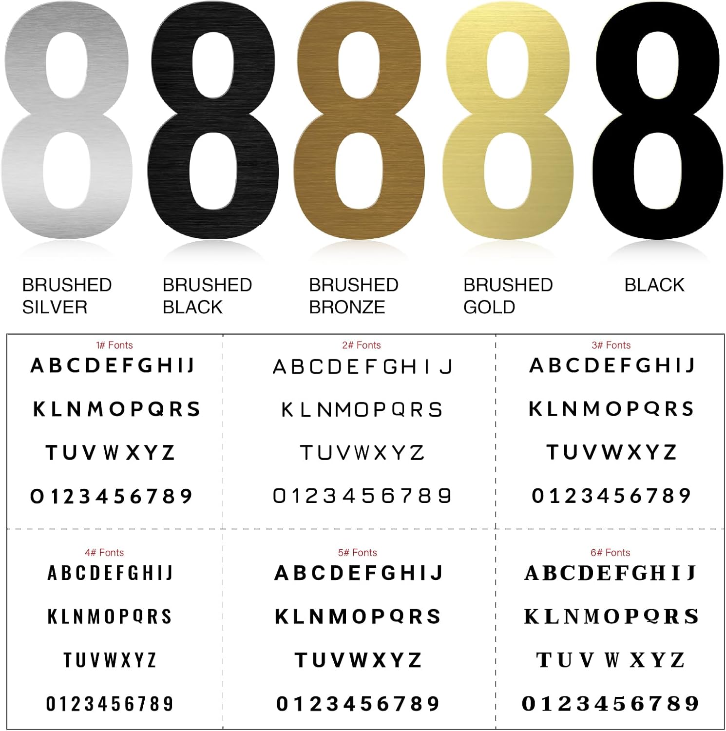 8 Inch Custom Metal Letters, Floating House Numbers for Outside, Stainless Steel Door Numbers, Mailbox Address Letters and Numbers for Home, Office, Hotel, Apartment, Yard