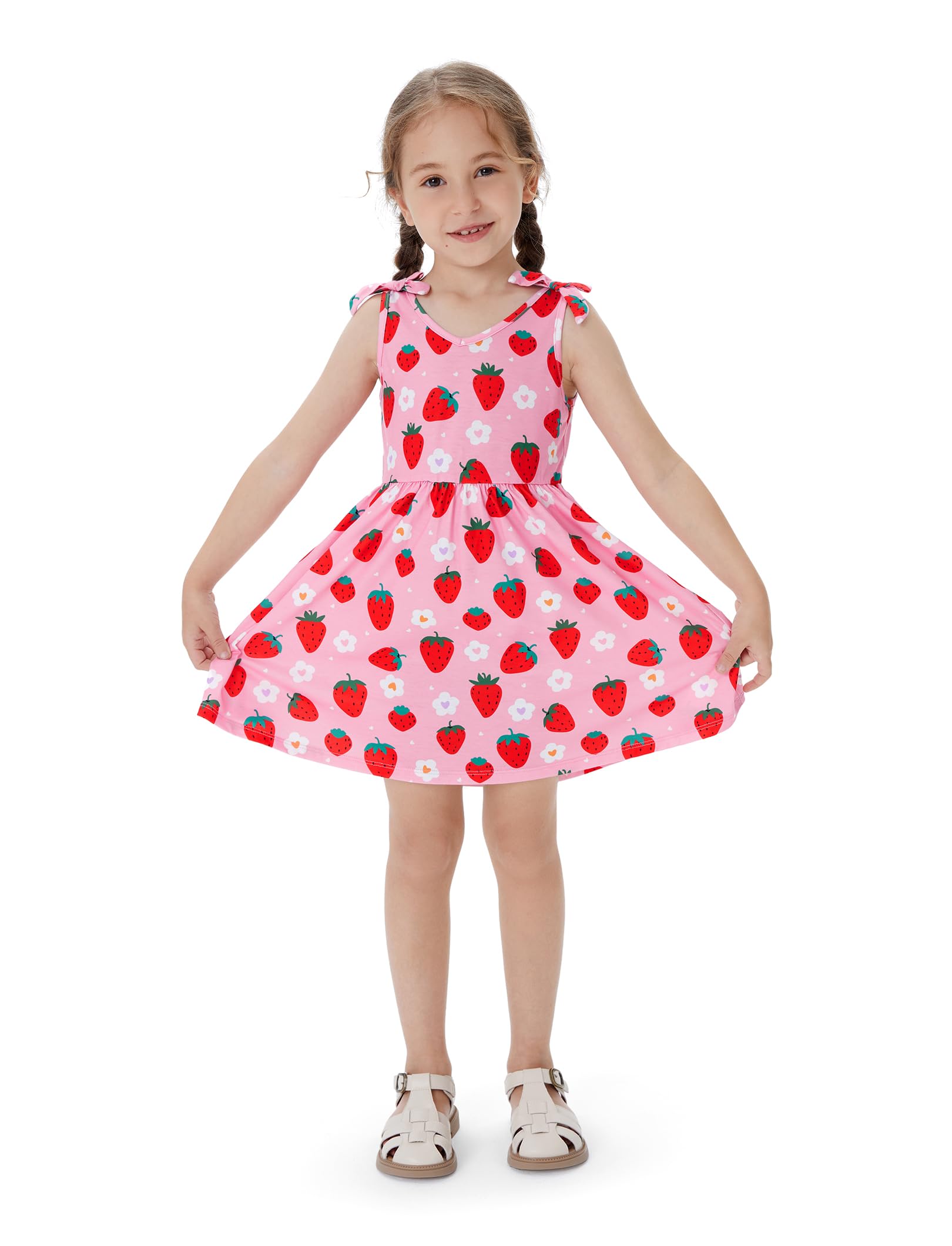 PATPAT Abiti Bambina e Ragazze Vestiti Bambina Eleganti, Vestito Bambina con Spalline Farfalla e Svasatura A-Line, Abbigliamento Bambina età 12 Mesi-10 Anni