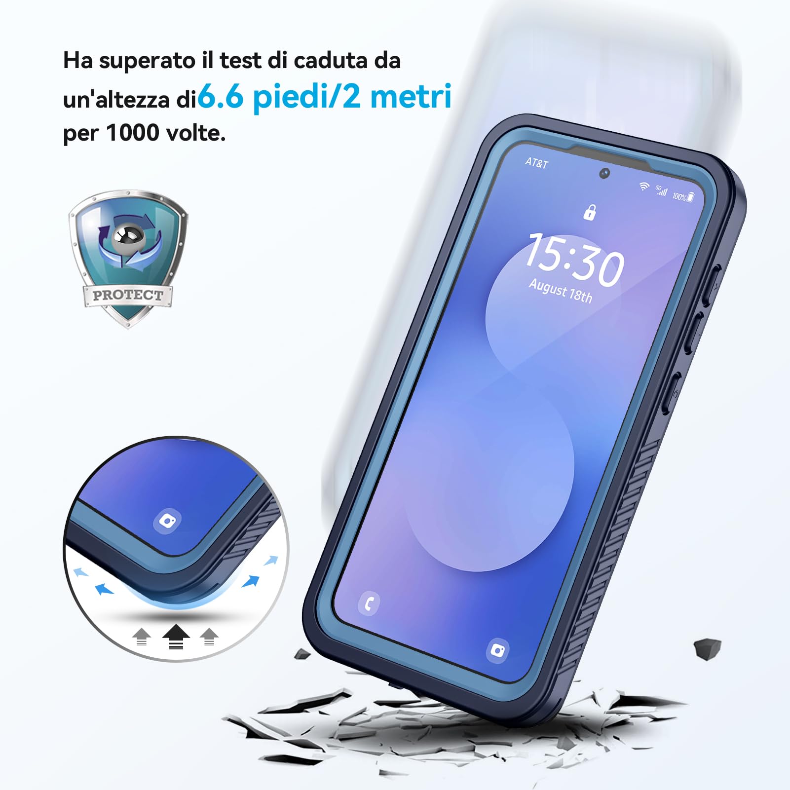 Lanhiem Cover Per Samsung S25 FE 5G Impermeabile,IP68 Waterproof e 360 Gradi Protezione,Compatibile con MagSafe,Custodia Subacquea Antiurto Rugged per S25 FE,Blu