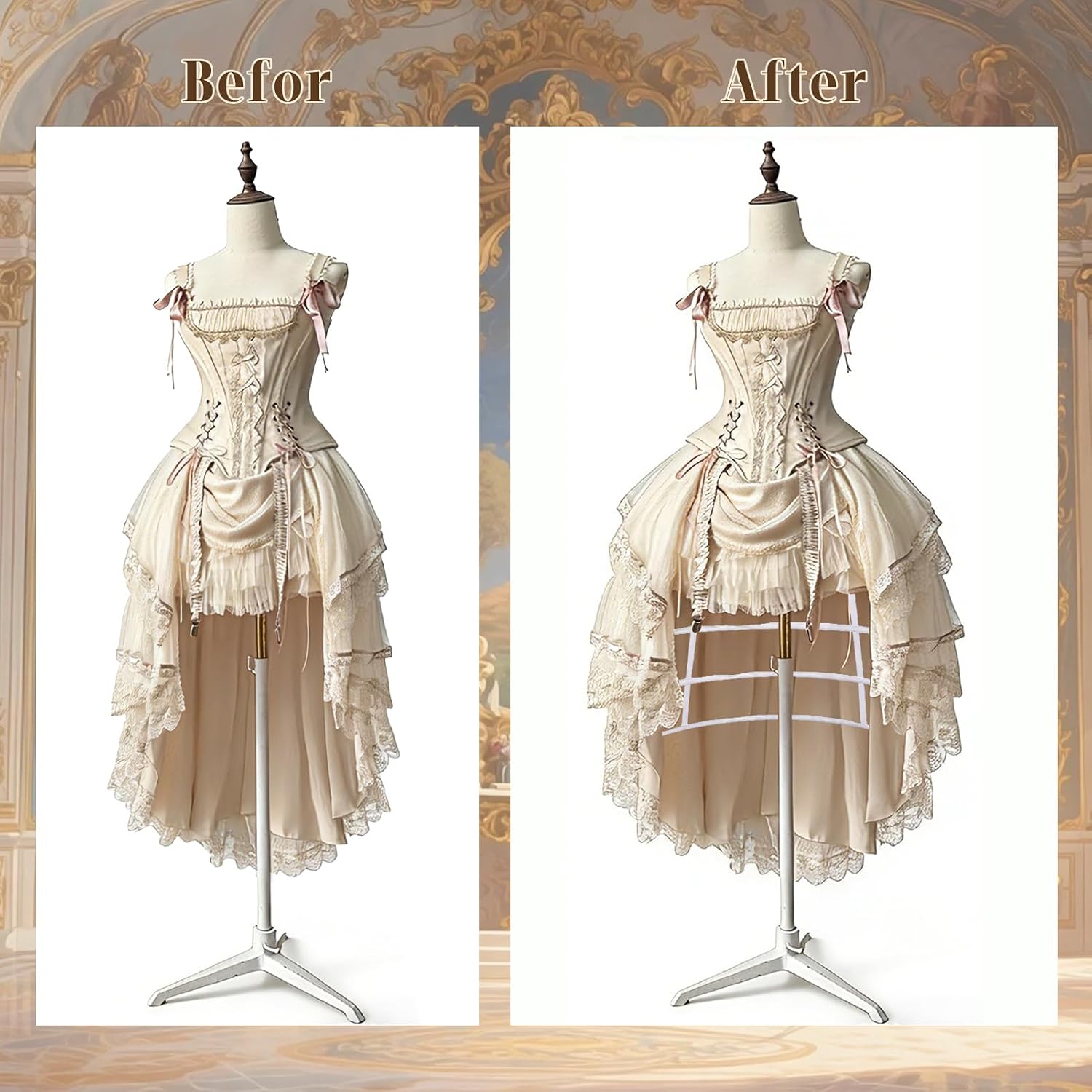 Cages Skirt Women Victorian Hoop Skirt Pannier Petticoat for Women Wedding, Party Costume