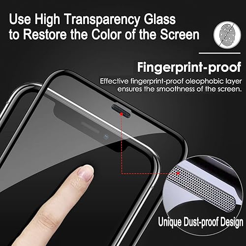 Miniatura 4 de Johncase Paquete de 2 protectores de pantalla de vidrio templado 3D de cobertura completa 9H 0.012in de alta calidad, compatibles con fundas,