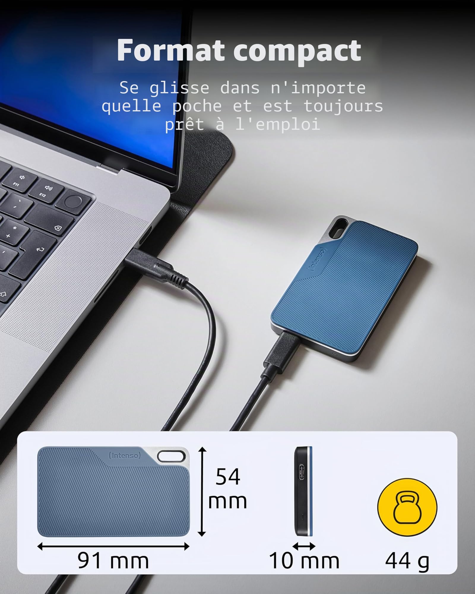 Intenso Disque dur externe SSD TX100, 500 Go Portable Solid State Drive, Super Speed USB 3.2 Gen 1x1 (5 Gbit/s), jusqu'à 500 Mo/s