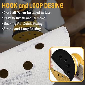 80PCS 5 Inch Sanding Discs 40 Grit Random Orbit Sander Sandpaper | Premium Gold Orbital Sander Pads,Hook and Loop Sand Paper Sander discs,Sanding Pads for Metal,Car,Wood