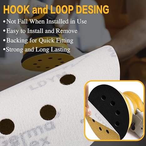 80PCS 5 Inch Sanding Discs 40 Grit Random Orbit Sander Sandpaper | Premium Gold Orbital Sander Pads,Hook and Loop Sand Paper Sander discs,Sanding Pads for Metal,Car,Wood