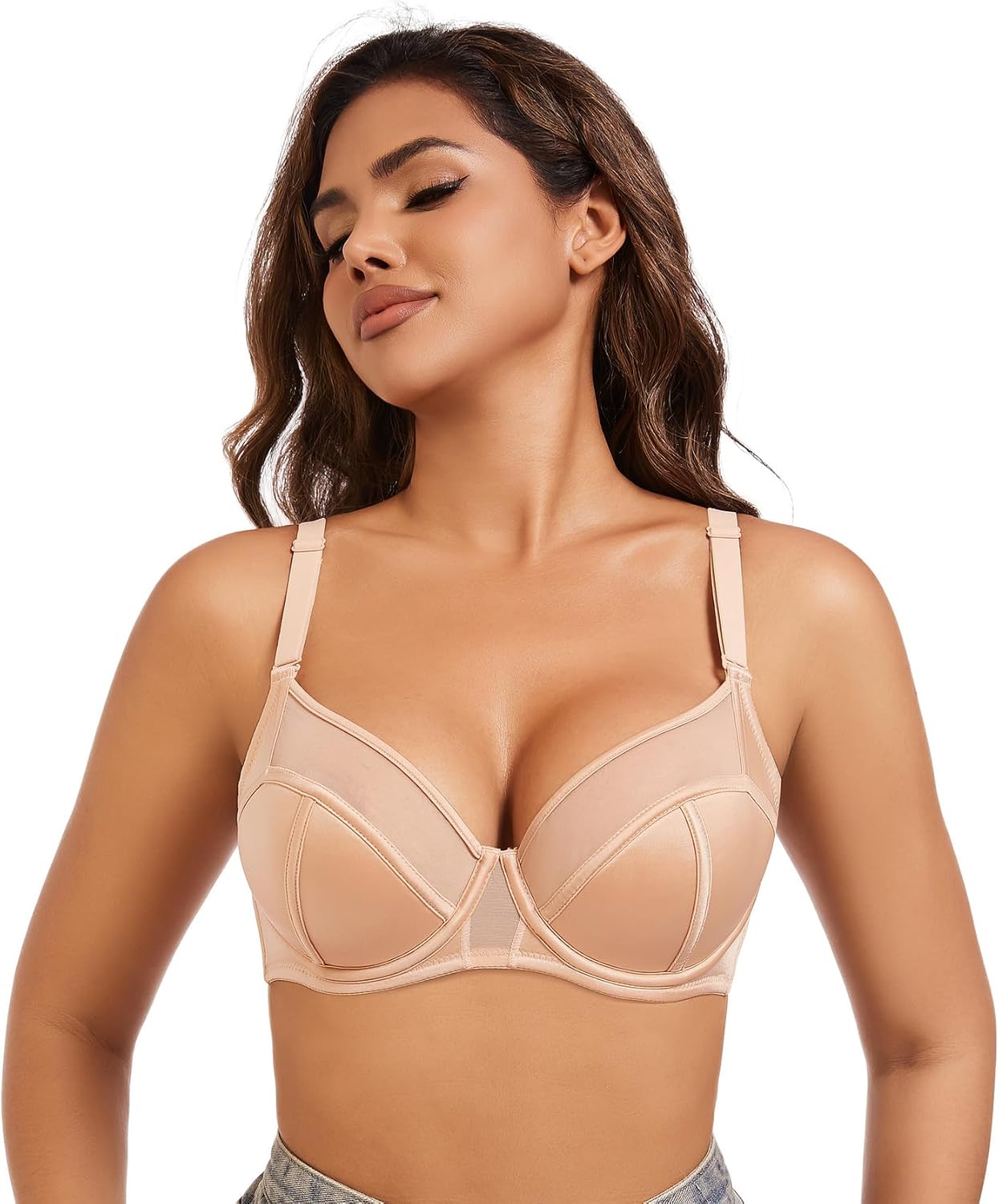 Push Up Bra Full Coverage Underwire Supportive Bras for Women Underwear