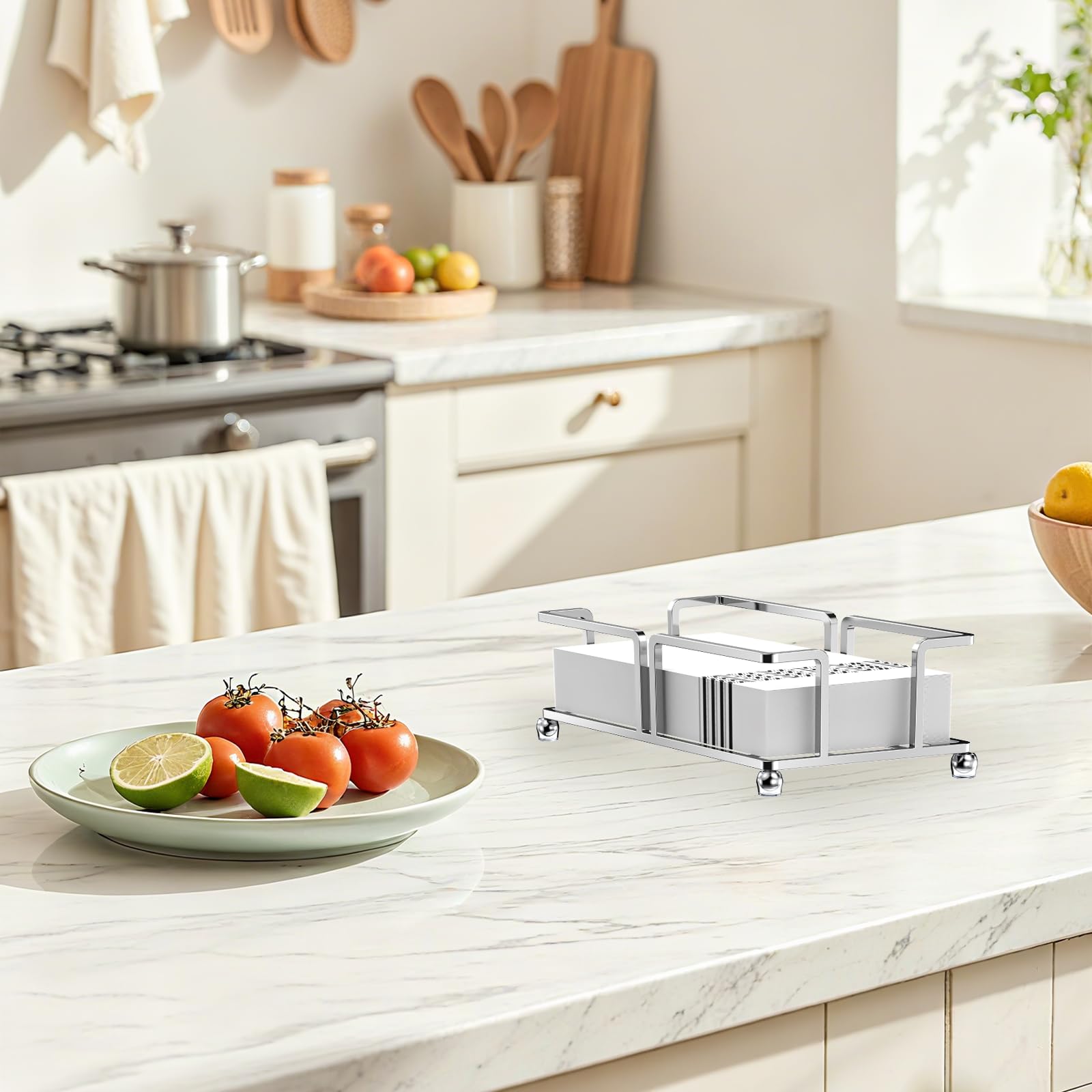 Soporte para toallas de papel de baño, bandeja para toallas de baño, servilleteros, toallas de invitados, servilleteros desechables, baño, mesa de comedor de cocina (plateado)